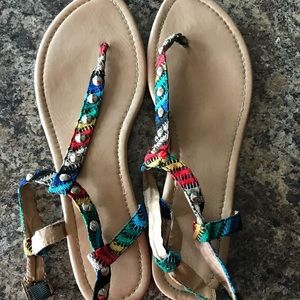 Beautiful multi color, printed sandals- SIZE 11